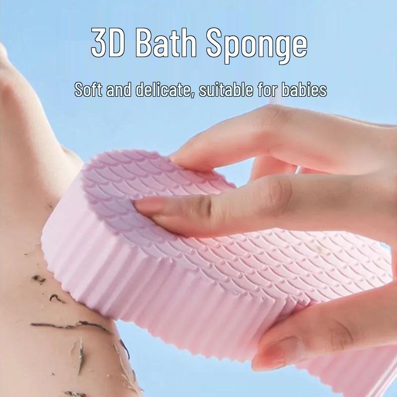 3D Fish Scale Baby Bath Sponge - Gentle, Painless Cleansing for Sensitive Skin