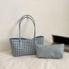Foldable Hollow Out Weave Bag Large Capacity Beach Handbag Trendy Leather Woven Tote Bag  Girls