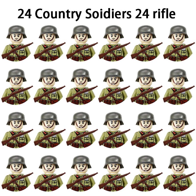 Non-Toxic 24Pcs Military Figure Ww2 Military Product Soldier Figure Building Blocks Children'S Holiday Gift Toys Gifts Funny