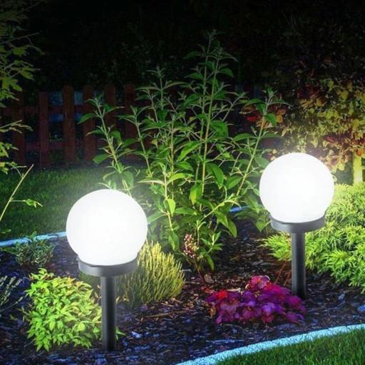 Duże Lampy Ogrodowe 6X Lampki Solarne Led Kula 10Cm Wbijane Zestaw 6 Sztuk