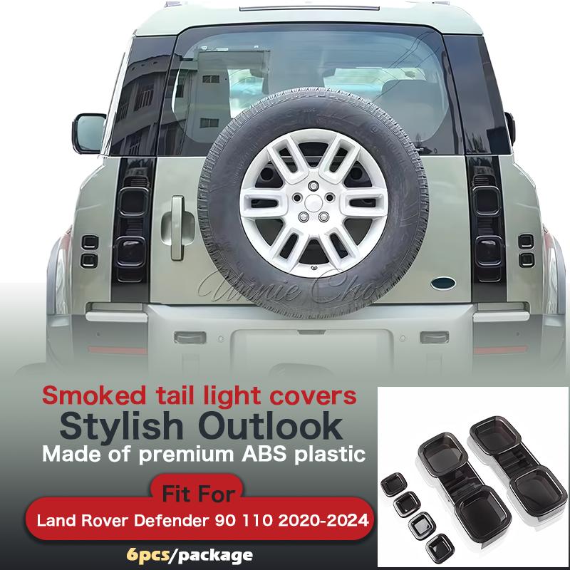 

Black Tail light Cover for Land Rover Defender 90 110 Accessories 2020-2024 Smoked Rear Reflector Fog Lamp Interior Mouldings 6Pcs for a set