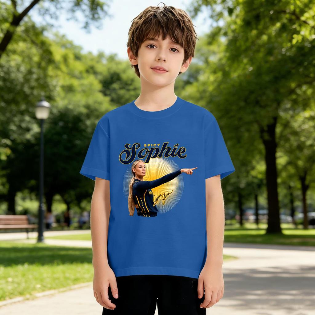 Kids Printed Round Neck Short Sleeve Loose Fit T-Shirt Casual Summer Top