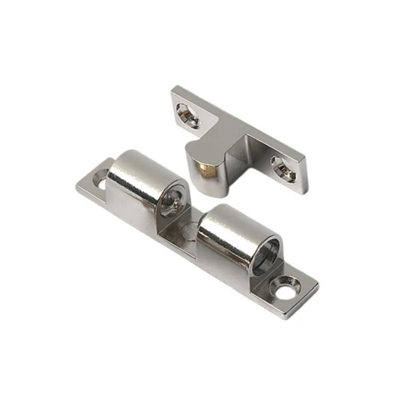 3/6 шт. Шариковый защелка для мебельной двери Латунная двойная роликовая пружинная шариковая защелка Защелки для дверцы шкафа-гардероба Регулируемая пружинная защелка S&3PCS серебряный