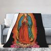 Our Lady of Guadalupe Mexican Virgin Mary Blanket Cover Flannel Christian Catholic Warm Throw Blankets for Bedroom Sofa Bed Rug