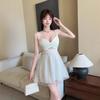 Sexy mesh splicing hollow skirt fashionable new chic design age-reducing suspender big swing dress