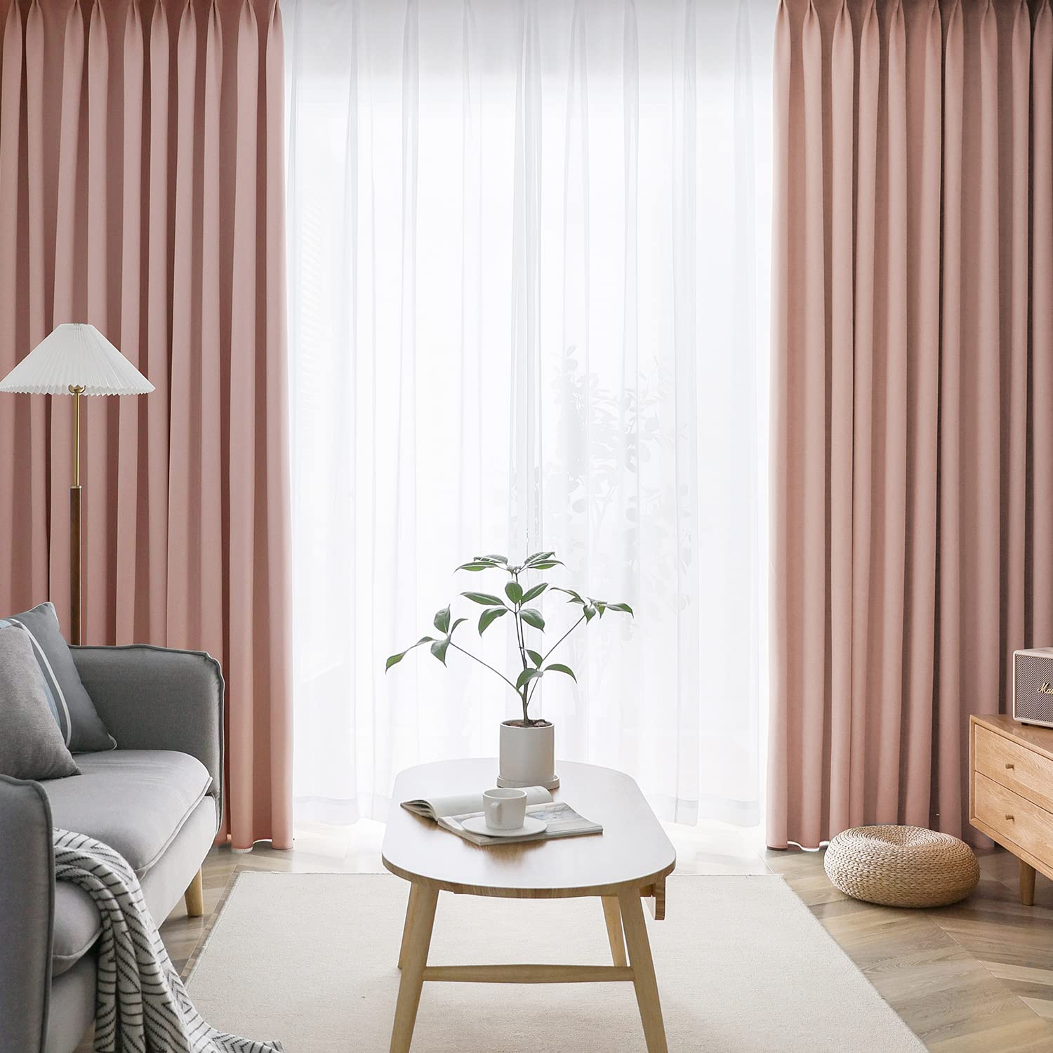 

AIFY Комплект Легкие УФ Форма Памяти Тепловая Энергия День и Ночь Машинная Стирка 2 Ширина Кружева 100см х Длина Розовые Шторы, 4, 99.9%+ Блокировка, розовый