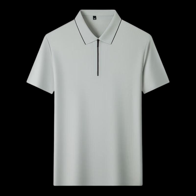 ROMON Men's Ice Silk Zipper Polo Shirt