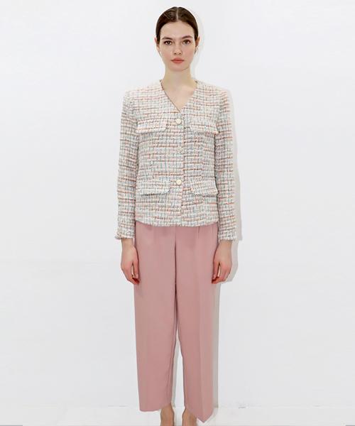 DAMAGE MNEMONIC Pink Pintuck Long Pants_ Pink Pintuck Long Pants