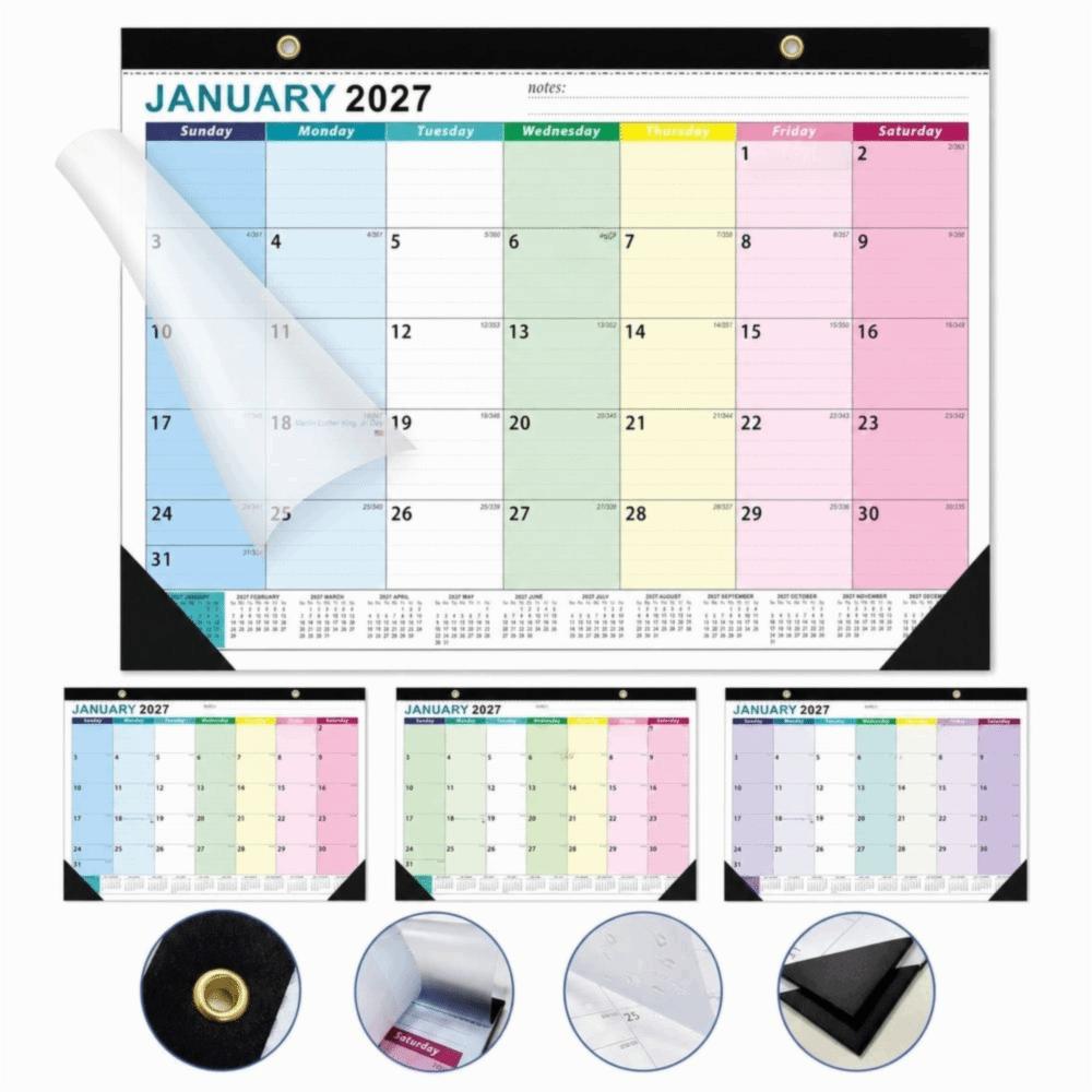 Daily Planning 2027 Wall Calendar Waterproof Cover Monthly Schedule Planner  School Office