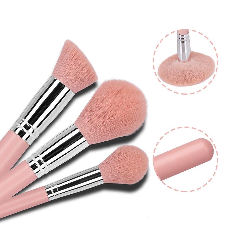 14-Piece Half-Sugar Pink Makeup Brush Set: Portable Powder, Foundation, Blush, Eyeshadow, and Concealer Brushes with Soft Bristles