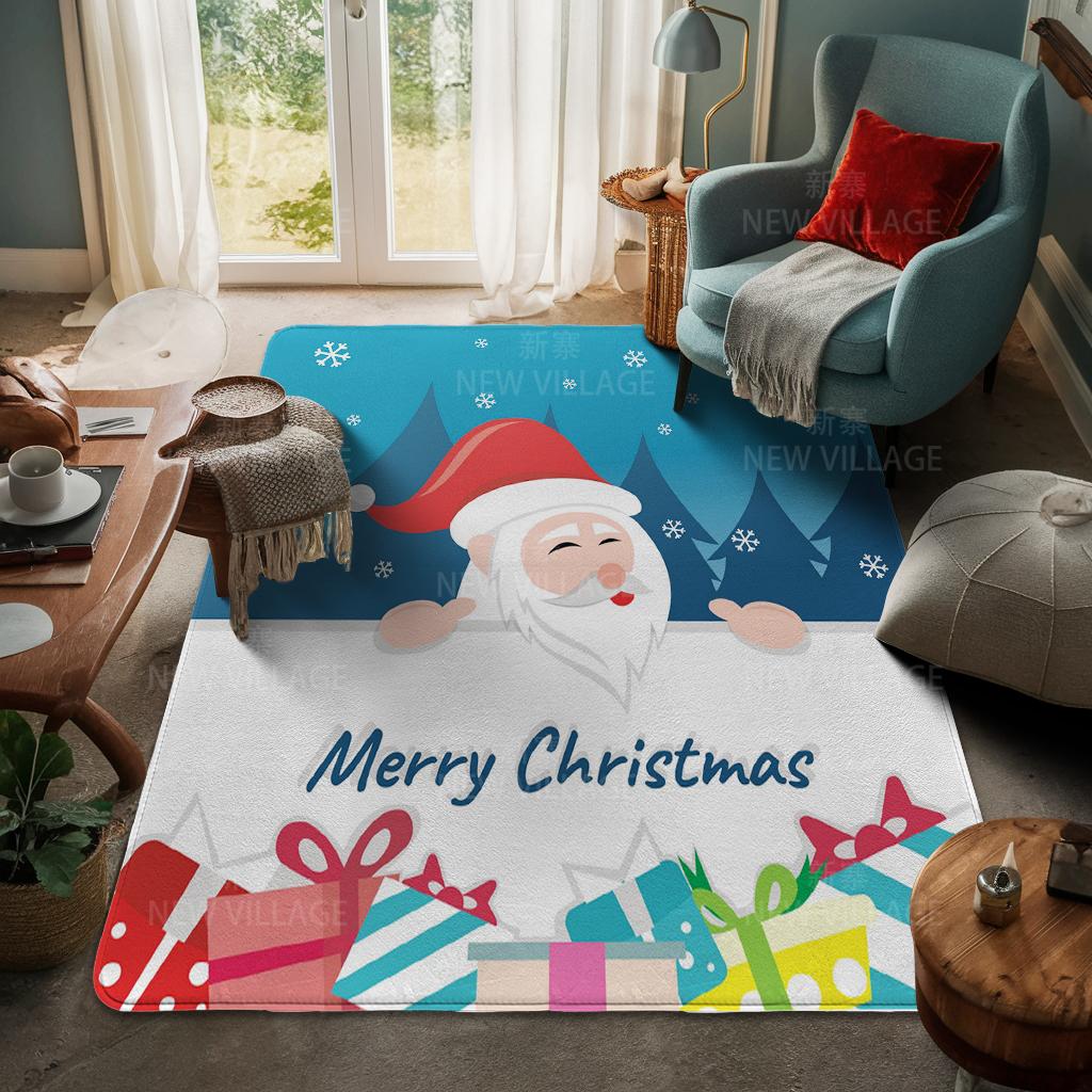 House Entrance Carpet Home Door Mat Living Room Bath Foot Bathroom Non-slip Water Absorption Rugs Bath Merry Christmas Winter