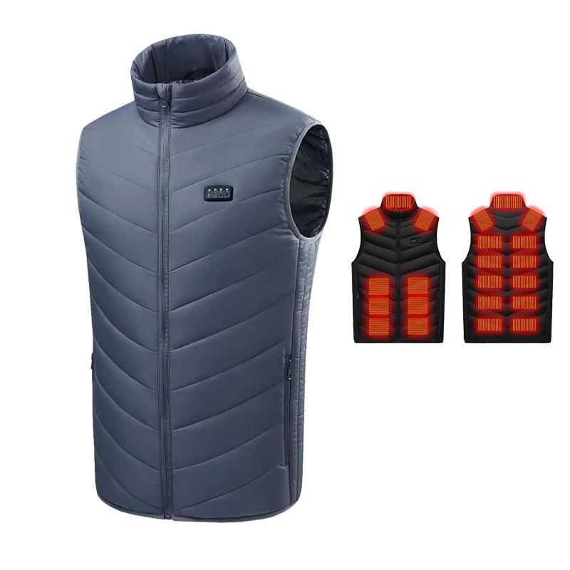 Mens Vest Jacket Warm Sleeveless Jackets Winter Zipper Coat Autumn Stand-up Collar Casual Waistcoat Clothing Smart Heating Vest Electric Heating