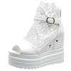 Modische Keilsandalen Damen Sommer 12cm Dicke Sohle Muffin Fischmaul Sandalen Atmungsaktives Netz Freizeit Schuhe Plateau Sandalen Femme