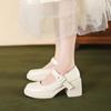 New Fashion Women Mid Heel Pumps 2024 New Women Shoes Classic Black Thick Heel High Heels Shoes for Work Ladies Shoes