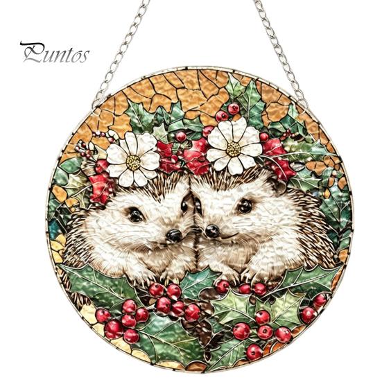 Leichtes Dekoratives Kunstobjekt Acryl-Fensteraufhänger im Buntglas-Stil, Lebensbaum & Winterwald Bunter Hängeornament Runder Sonnensammler