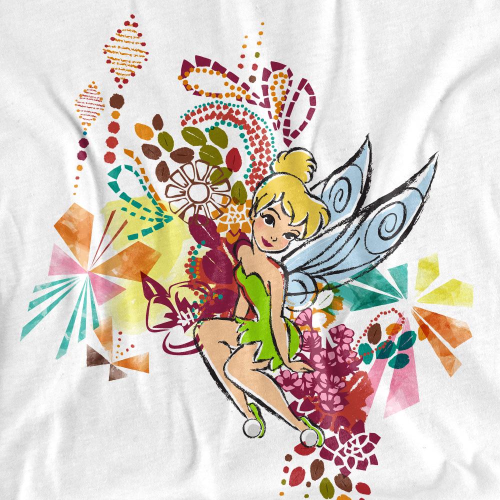 Disney Fairies Unisex Adult Tinker Bell Geometric Floral T-Shirt