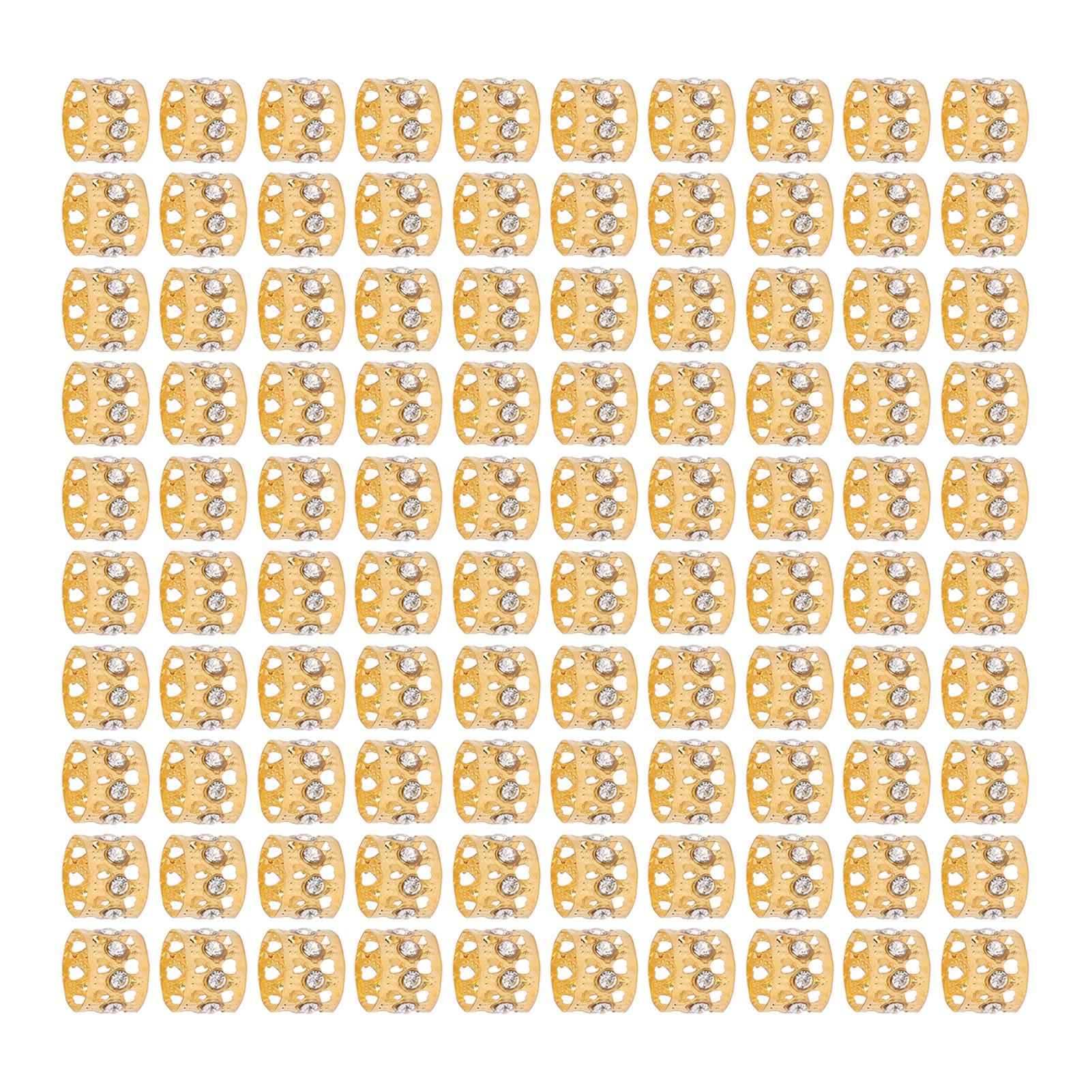 

100 шт. бусин для дредов, сверкающие стразы, модные кольца для плетения волос, для украшения волос золотой