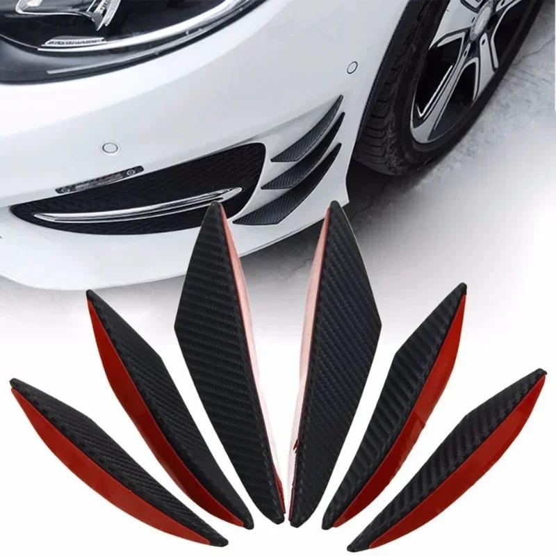 4/6PCS Carbon Fiber Universal Front Bumper Lip Diffuser Splitter Fins Body Spoiler Canards Valence Chin Car Tuning Canard Decor