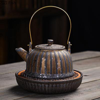 Vintage Roestige Geglazuurde Grove Aardewerk Theepot Japanse Keramiek Kungfu Theepot Kantoor Theepot Creatieve Thee Ceremonie Accessoires