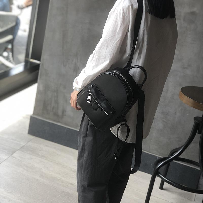 Johnature Versatile Genuine Leather Women Bag Small Backpack Leisure Solid Color Natural Cowhide Travel Backpacks