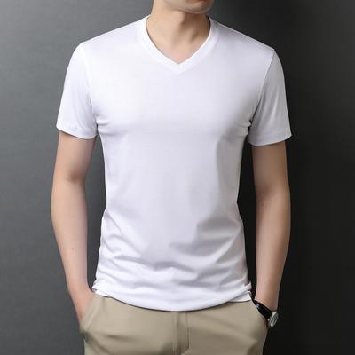 Summer New Casual Korean Style Short-Sleeved T-shirt Young Men's Thin Solid Color and V-neck Bottoming Polo Shirt Men's Clothing