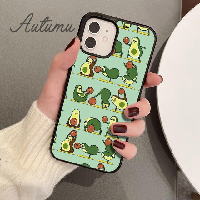 Cute Avocado Cartoon Phone Case for iPhone 11 12 13 14 Pro Max Mini X XR XS SE 2020 6S 7 8 Plus Samsung Galaxy S21 S22 Shell