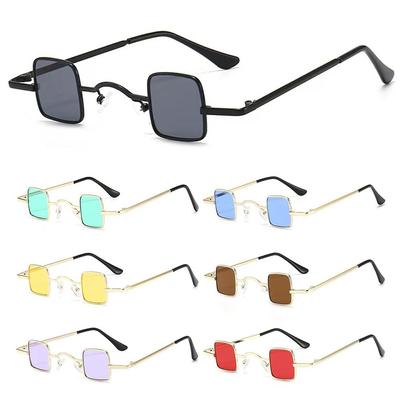 Metal Frame Small Square Sunglasses UV400 Mini Sunglasses Vintage Eyewear for Women & Men