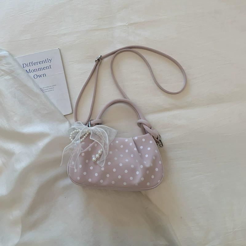 Fashion Wrinkled Cloud Bag Polka Dot PU Leather Crossbody Bag Stylish Small Shoulder Bag For Women Daily Use
