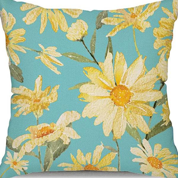 Small Daisy Flower Pillowcase New Striped Linen Home Fabric Sofa Pillowcase Light Luxury