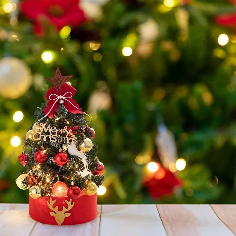 45/60cm Artificial Christmas Tree Home Bedroom Party Decorations Tabletop Xmas Tree for Holiday New Year Kids DIY Gift Ornament