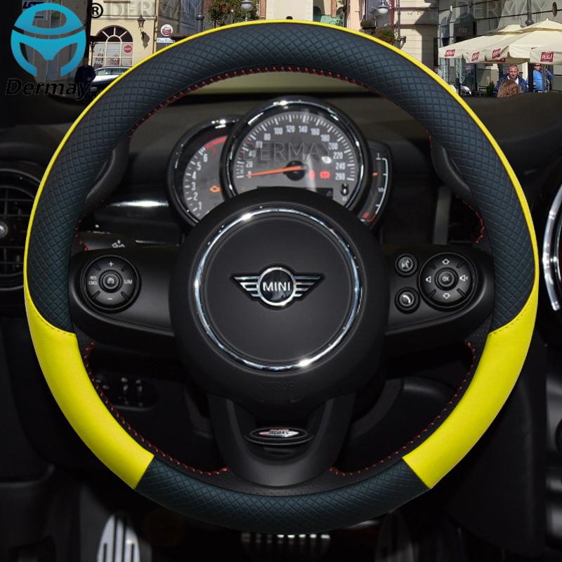 100% DERMAY Merke Lær Bil Rattdeksel for MINI Cooper One Clubman Countryman Clubvan Coupe Auto