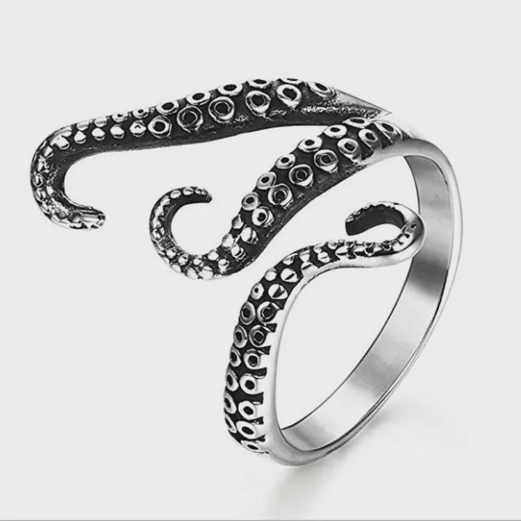 Men's European and American Retro Octopus Tentacle Punk Ring