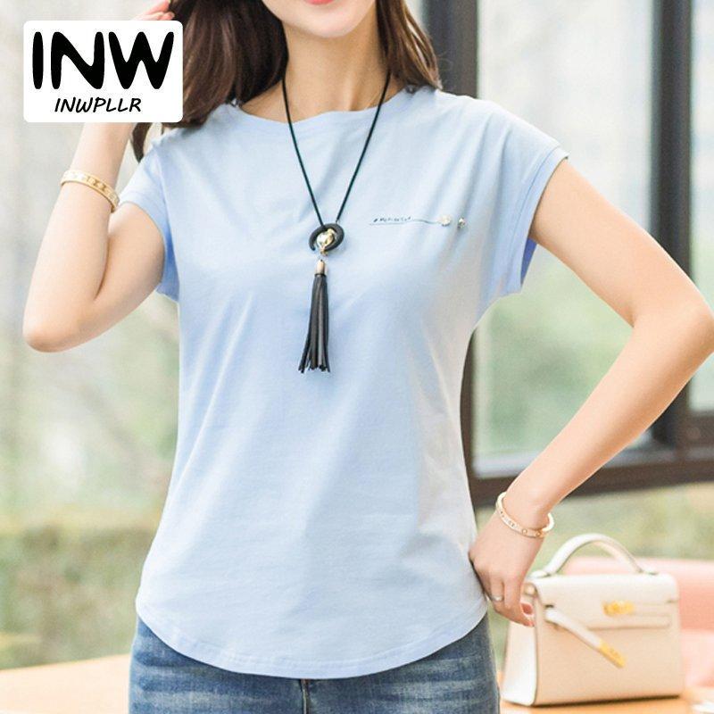 Buy INWPLLR Summer T-shirt Women Tops Tees Female Batwing Sleeve