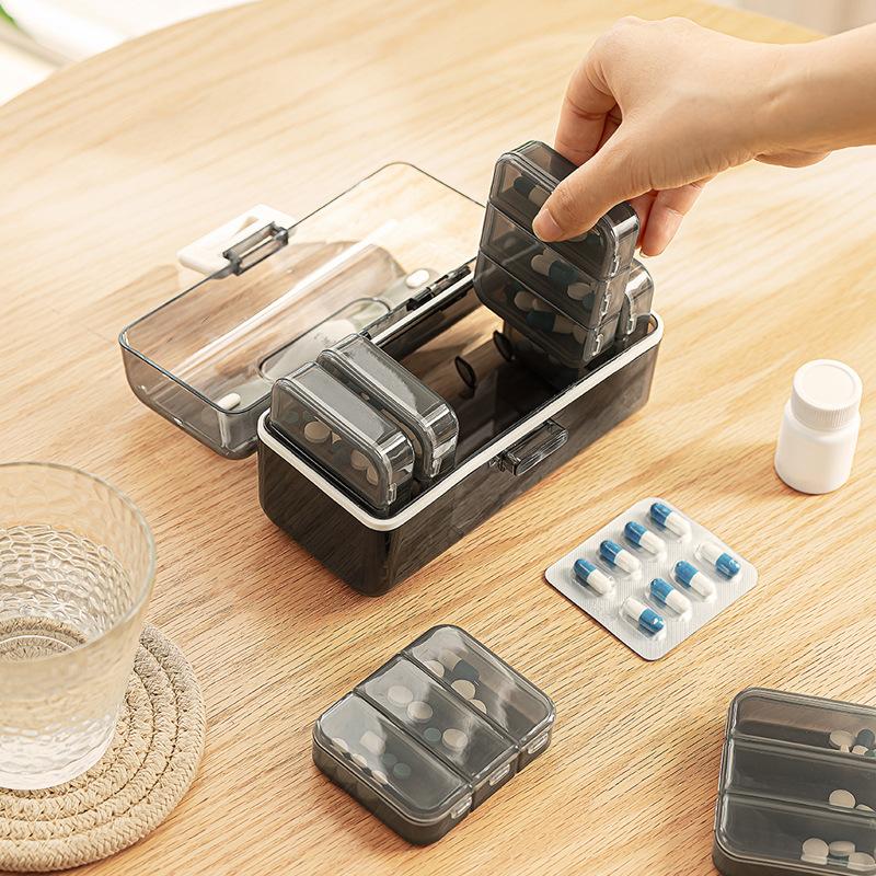 21Grids Pill Box Weekly Portable Large Capacity Travel Pill Case Clear Sealed Medicine Compartment Storage Box Pill Container