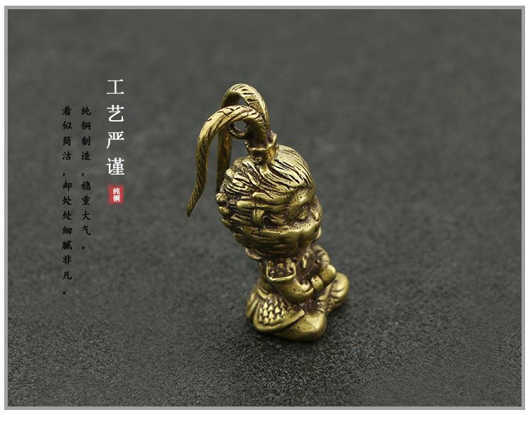 Retro czysty mosiądz przez cały dzień wielka święty dekoracja słońce Wukong biżuteria do wnętrza samochodu walka o buddę brązowa małpa rzemiosło