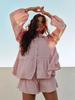 Women's Lantern Sleeve Ruffled Hem Shorts Set - Spring/Summer 2026 European & American Casual Vacation Outfit