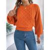 Women's Solid Color Round Neck Lantern Long Sleeve Knitted Sweaters Autumn Winter Clothes