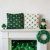 Household Tufted St. Patrick'S Day Cushion Cover Embroidery Square Lucky Clover Pillowcase Zipped Throw Pillow Cover Bed Room
