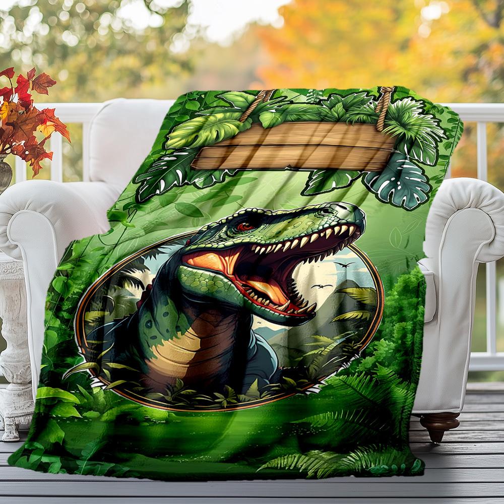 1PC dinosaur jungleOutdoor Flannel Blanket - Soft Plush Decor for Picnics, camping, Bedroom, Playroom, Office, or Lunch Break 1373A