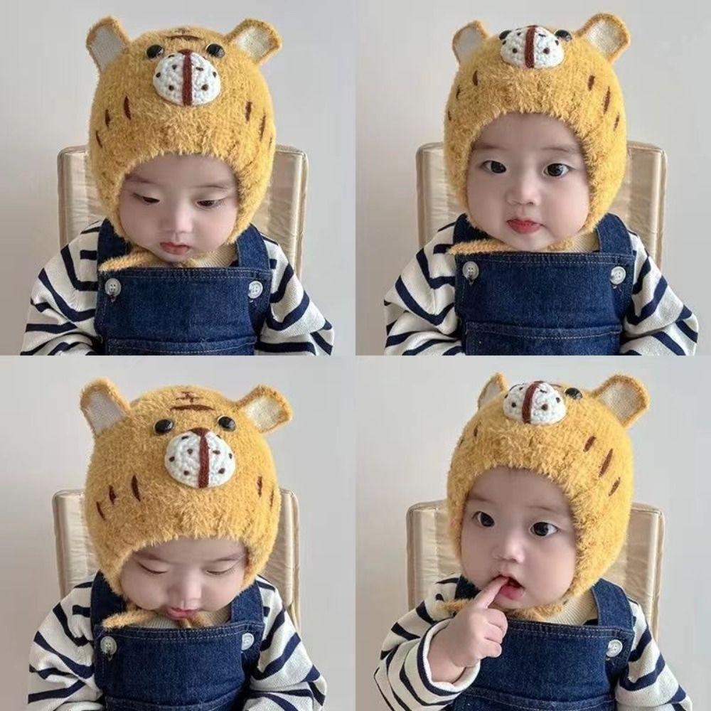 Cartoon Ears Warm Kids Beanie Cap Korea Style Soft Baby Bonnet Cap  For Girls Boys