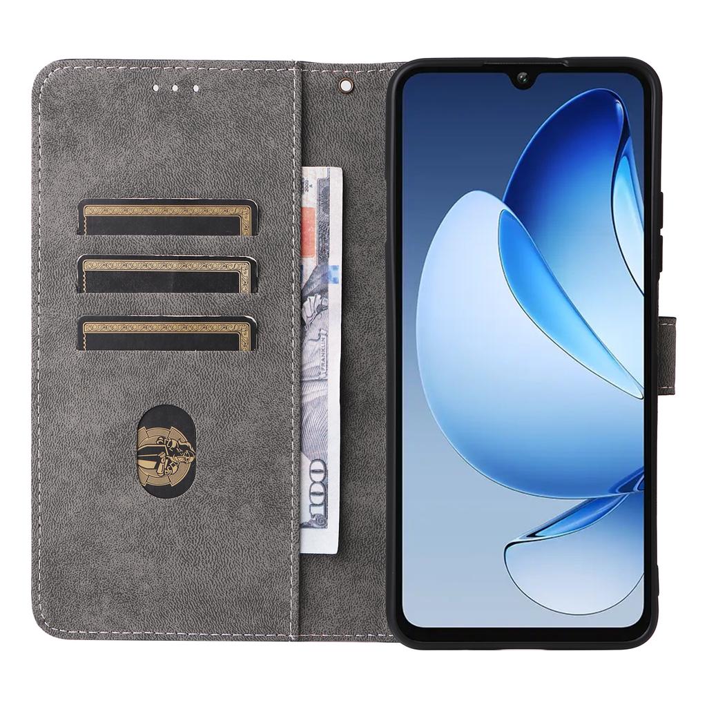For Oukitel C60/C60 Pro Case Wallet RFID Blocking PU Leather Phone Cover Stand with Strap