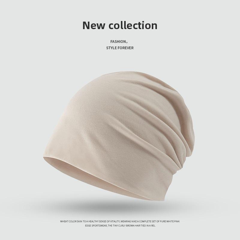 Hat Women's Windproof Headband Hat Men's Casual Thin Headscarf Chemotherapy Nightcap Solid Color Pile Confinement Cold Hat