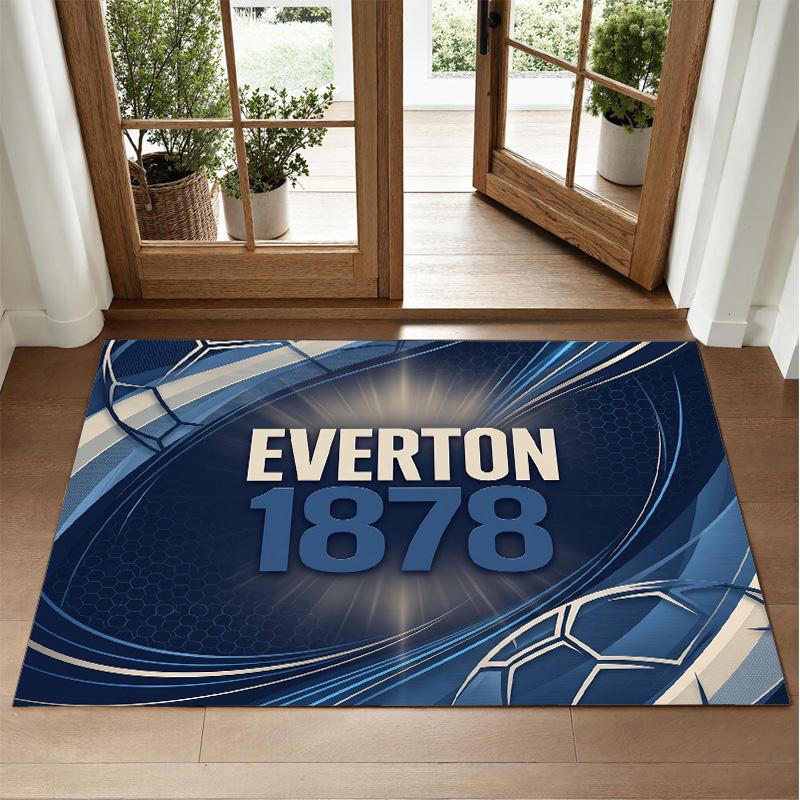Everton Football Design Crystal Velvet Rug Soft Decorative Mat for Bedroom Entrance