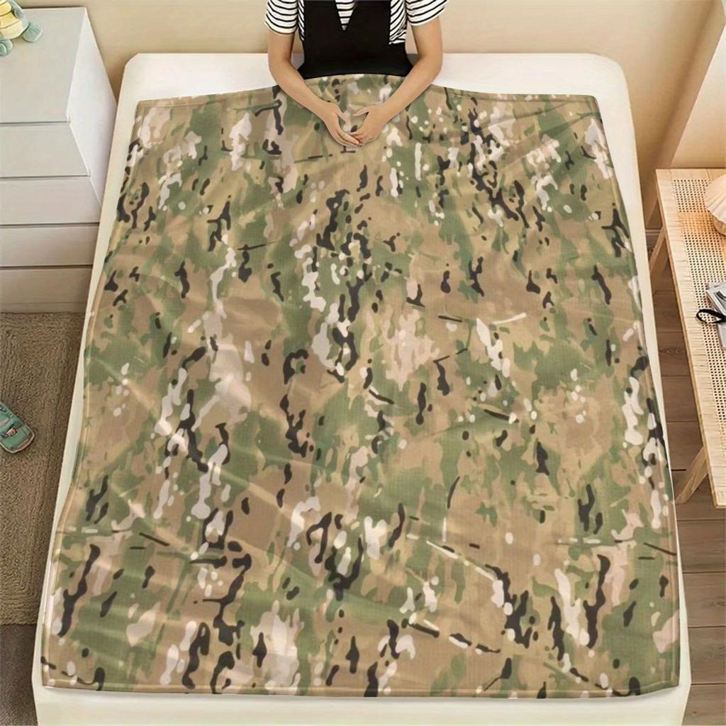Modern Camouflage Pattern Digital Print Throw Blanket - Retro Animal Cozy Soft Accent for Sofa Bed Office Travel Gift
