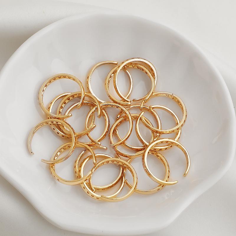 14K Gold Filled Adjustable Double Row Beaded Finger Ring, Wire Wrapped Jewelry Accessory