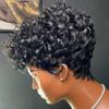 hort Pixie Wigs for Black Women Short Black Curly Pixie Wigs Synthetic Hair Wigs for Black Women Natural Wavy Black