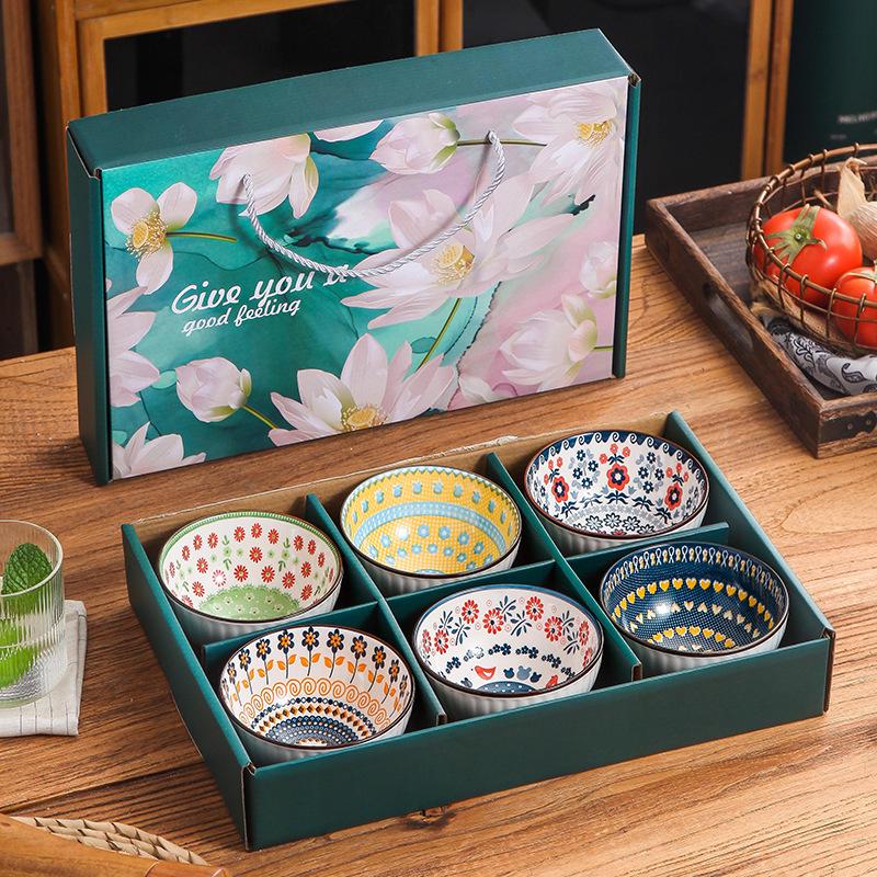 Ceramic Rice Bowl Gift Set - Creative Tableware for Housewarming
