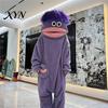 Warm Plush Onesie Funny Wearable Big Mouth Pajamas for Kids, Adults, Soft Kids Sleepwear Fleece Cozy Home Loungewear, Hooded One-Piece Jumpsuit Dress