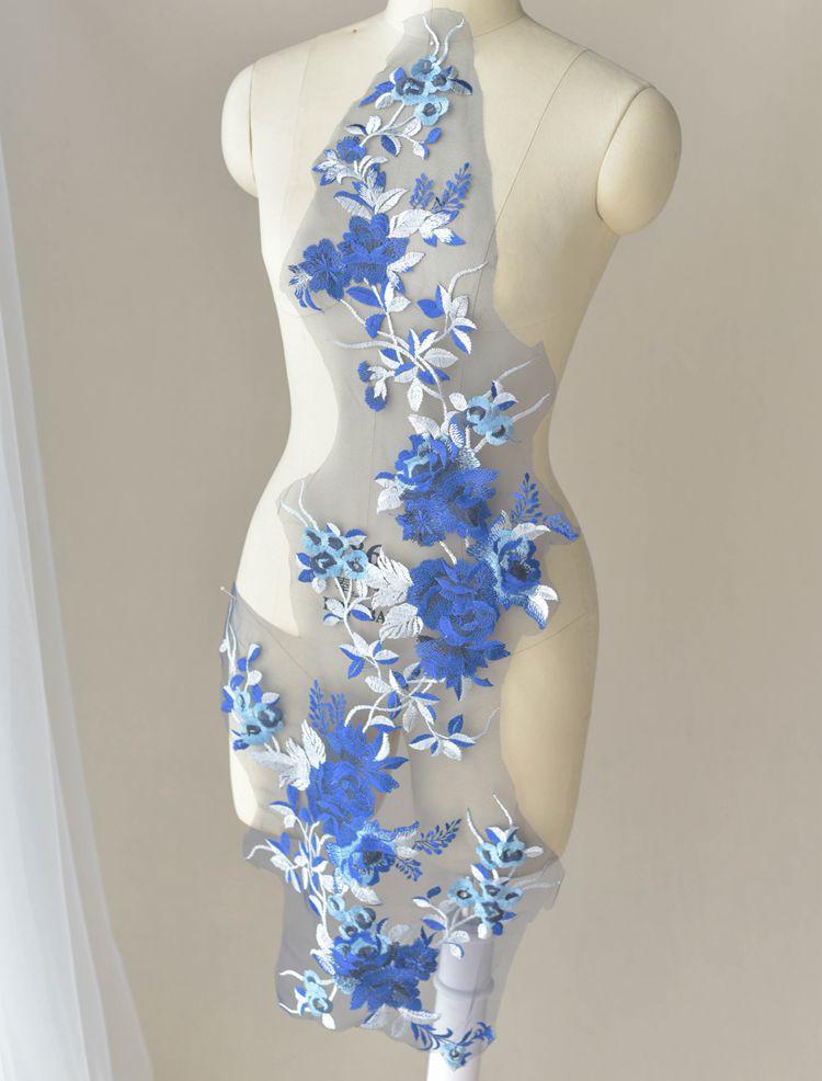Farblich abgesetzte Spitze Dreidimensionales Blumenkleid Spitze Bühne Handgefertigt DIY Schmuck Kleidung Stickerei Aufkleber