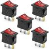 5Pcs 3-Pin Boat Rocker Switch Single Pole SPST Snap-in On Off Power Position AC 6A/250V 10A/125V E335A6